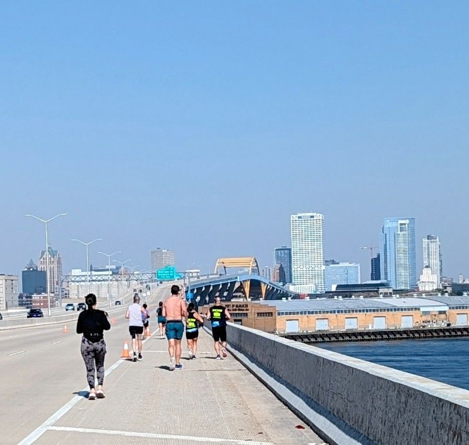 The two mile Hoan Bridge was tough in this marathon even for expert runner and foundational fitness strength and conditioning coach.